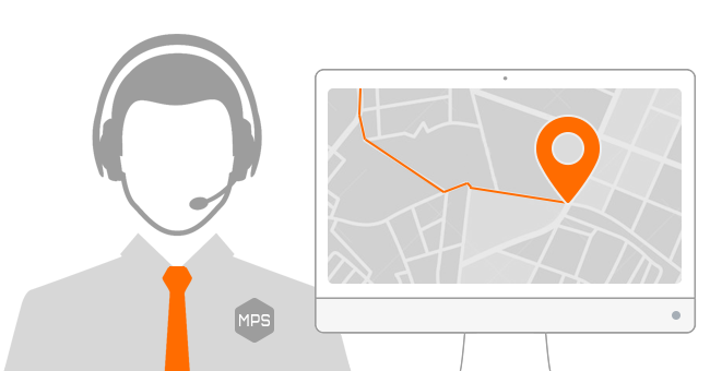 GuardianMPS Central Station Monitoring with GPS location graphic 24/7 Central Station Monitoring
